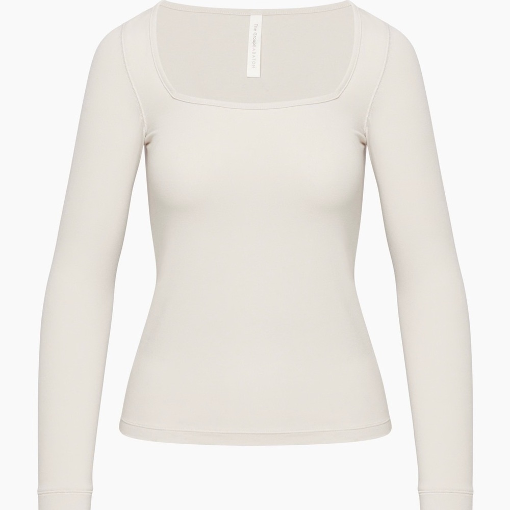 Aritzia Babaton Chartler Long Sleeve Squareneck Tee in Matte Pearl
